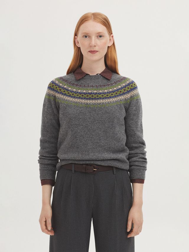 Nice Things Greca jacquard sweater Dark Grey Melange