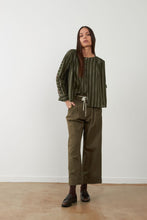 Load image into Gallery viewer, Orfeo Kristin embellished back detail shirt Khaki Stripe
