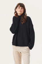 Load image into Gallery viewer, Part Two Angeline chunky rib cotton funnel neck jumper Dark Navy
