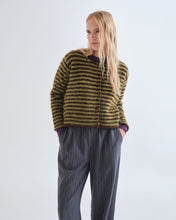 Load image into Gallery viewer, Compañia Fantastica Striped cardigan chocolate Olive
