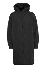 Load image into Gallery viewer, Ichi Hansa quilted hooded coat Black
