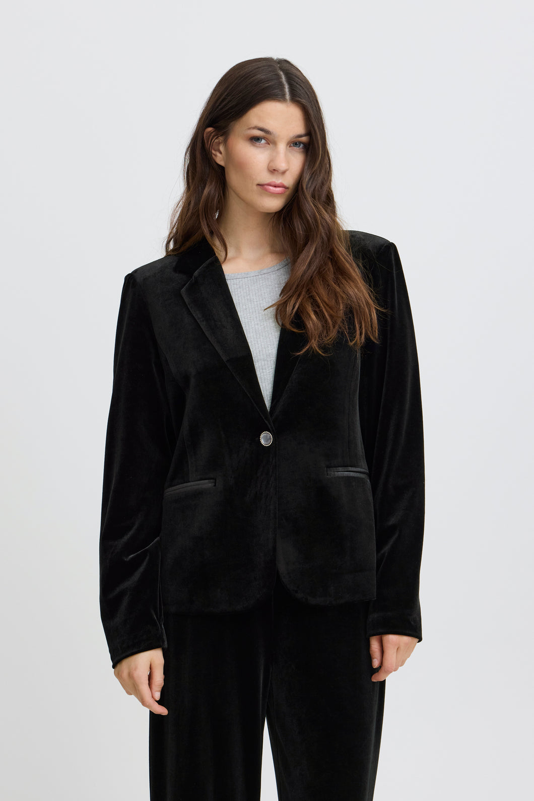 Ichi Velvetty Blazer Black