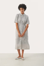 Load image into Gallery viewer, Part Two Emmalou linen striped dress Black
