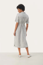 Load image into Gallery viewer, Part Two Emmalou linen striped dress Black
