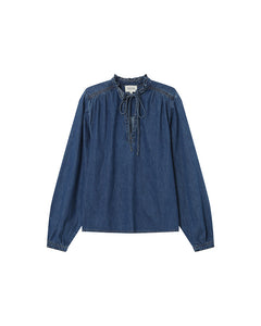 Grace & Mila Salsa denim ruffle shirt Medium Blue