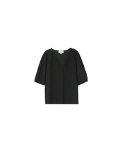 Load image into Gallery viewer, Grace and Mila Oreo lurex puff sleeve top Noir
