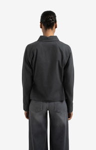 YAYA Batwing blouse with angled seams Oyster Black