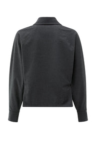 YAYA Batwing blouse with angled seams Oyster Black