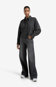 YAYA Batwing blouse with angled seams Oyster Black