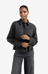 YAYA Batwing blouse with angled seams Oyster Black