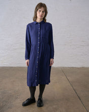 Load image into Gallery viewer, Bibico Bea textured dress Blue stripe
