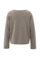 Load image into Gallery viewer, YAYA Boat neck decorative seam sweater Brown Melange
