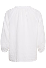 Load image into Gallery viewer, Part Two Elodie ruffle open neck linen shirt Bright White
