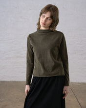 Load image into Gallery viewer, Bibico Aria Merino Wool rolled collar knit jumper Peat Green
