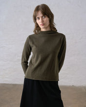 Load image into Gallery viewer, Bibico Aria Merino Wool rolled collar knit jumper Peat Green
