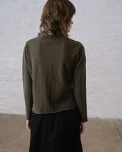 Load image into Gallery viewer, Bibico Aria Merino Wool rolled collar knit jumper Peat Green
