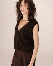 Load image into Gallery viewer, Grace &amp; Mila Santa mohair blend sleeveless cardigan Chocolate
