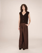 Load image into Gallery viewer, Grace &amp; Mila Santa mohair blend sleeveless cardigan Chocolate
