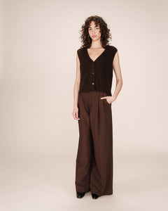 Grace & Mila Santa mohair blend sleeveless cardigan Chocolate