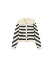 Load image into Gallery viewer, Grace &amp; Mila Pam striped cardigan jacket Ecru Navy
