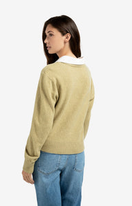 YAYA Detachable collar cardigan Pale Olive Green