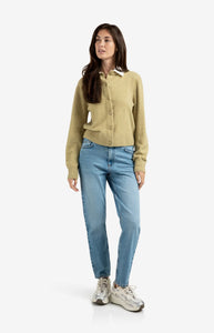 YAYA Detachable collar cardigan Pale Olive Green
