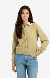 YAYA Detachable collar cardigan Pale Olive Green