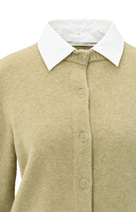 YAYA Detachable collar cardigan Pale Olive Green