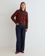 Load image into Gallery viewer, Yerse Argyle jumper Chocolate Red
