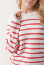 Load image into Gallery viewer, Part Two Eivor cotton knit pullover Claret Red Stripe
