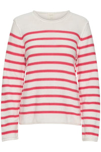 Part Two Eivor cotton knit pullover Claret Red Stripe