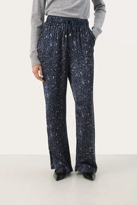 Part Two Maj printed trouser Dark Navy Leopard