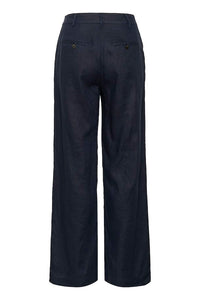 Part Two Ninnes classic wide leg linen trouser Dark Navy