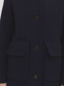Nice Things Boiled wool hooded coat Navy
