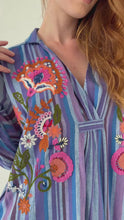 Load image into Gallery viewer, Chico Soleil Bonita striped embroidered maxi dress Blue Purple
