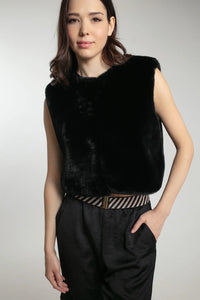 Nooki Edelweiss fur gilet Black