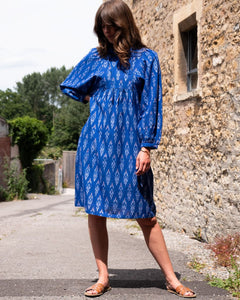 Bibico Kasbah woven dress Blue Ikat