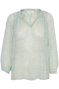 Part Two Elsia ruffle detail georgette blouse Ether Cutout Print