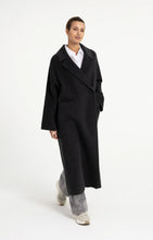 Load image into Gallery viewer, YAYA Long wool blend oversized coat Hole Black Melange
