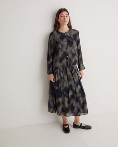 Yerse Blurry watercolour rouleau front blouse Khaki