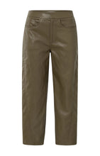 Load image into Gallery viewer, YAYA Faux leather trousers with seam detail Capers Brownish Green
