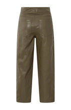 Load image into Gallery viewer, YAYA Faux leather trousers with seam detail Capers Brownish Green
