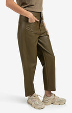 Load image into Gallery viewer, YAYA Faux leather trousers with seam detail Capers Brownish Green
