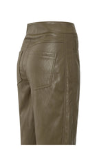 Load image into Gallery viewer, YAYA Faux leather trousers with seam detail Capers Brownish Green
