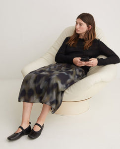 Yerse Blurry watercolour print skirt Khaki