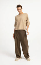 Load image into Gallery viewer, YA YA Fine knit oversized top with half sleeves Beige Melange

