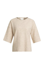 Load image into Gallery viewer, YA YA Fine knit oversized top with half sleeves Beige Melange
