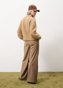 FRNCH Megane plain boucle cardigan Camel