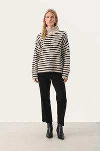 Part Two Lilye striped roll neck sweater French Oak Stripe