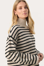 Load image into Gallery viewer, Part Two Lilye striped roll neck sweater French Oak Stripe
